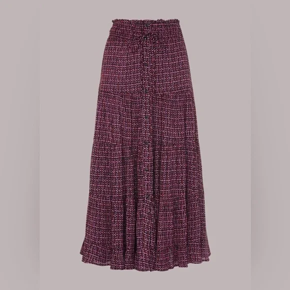 Whistles Multicolour Twist Dot Print Skirt Size 4 Midi Length Purple Viscose - Picture 2 of 8